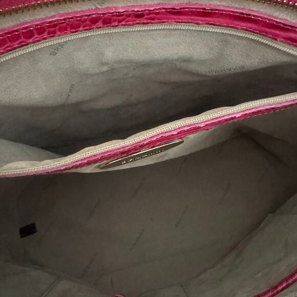 Brahmin Hot Pink Medium Asher Zip Top Tote Bag Embossed Leather Purse - Picture 7 of 16